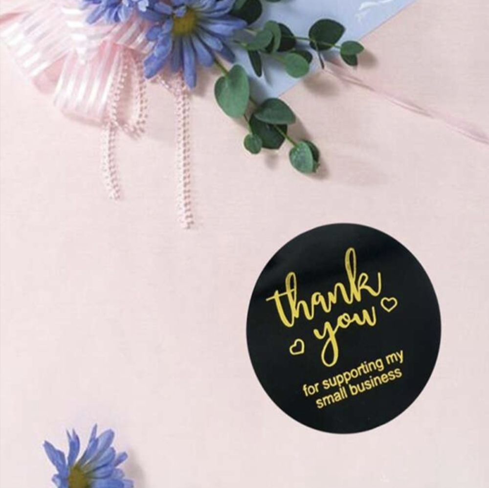 500PCS/Roll Thank You Stickers Black - Picture 2 of 4